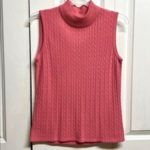 Jennifer Moore Pink Sleeveless High Neck Cable Knit Cami Top Size M